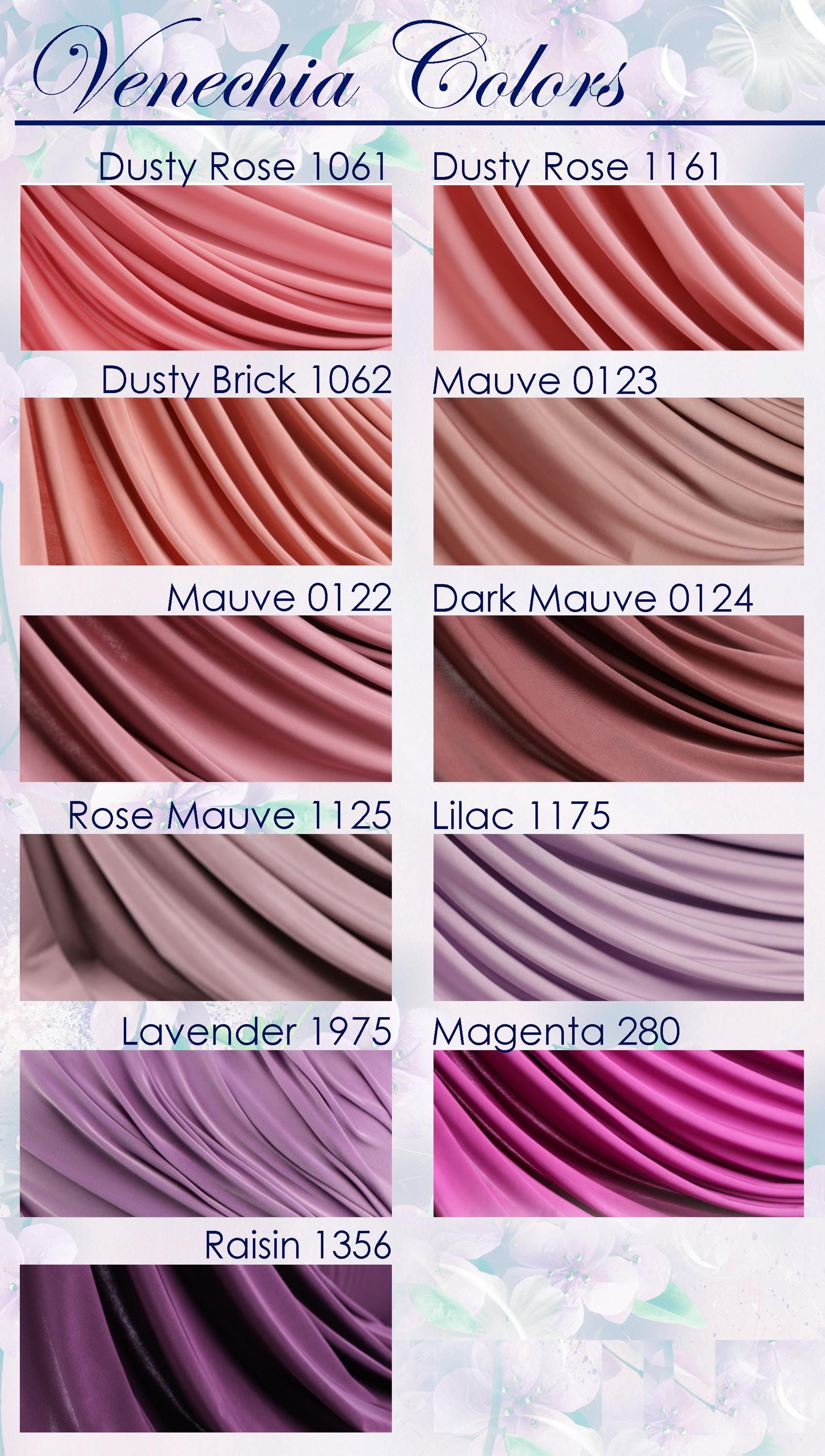 a collection of fabric swatches in various shades of pink, ranging from dusty rose to lavender, with some shades appearing darker or more muted.