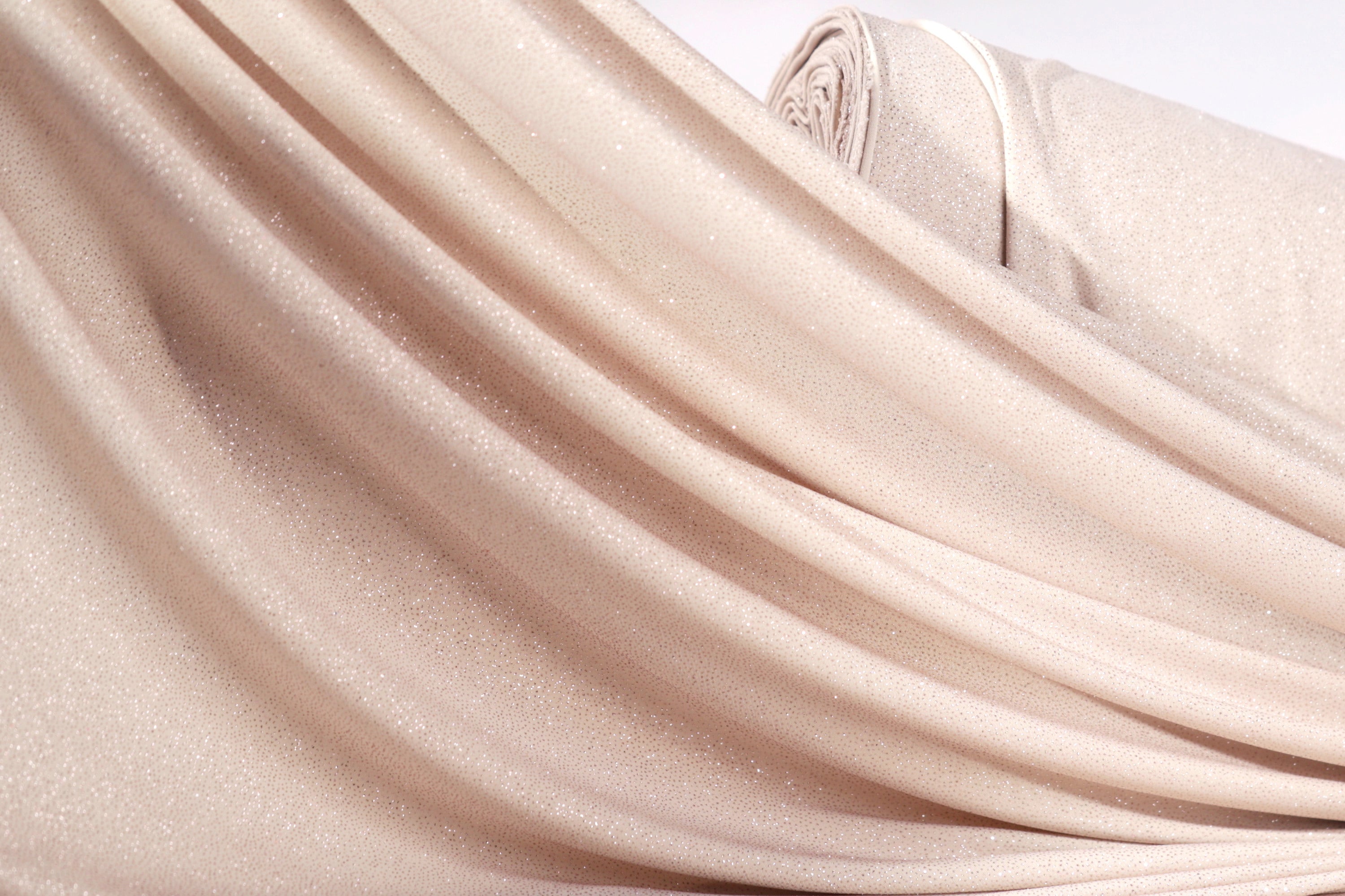Beige-Nude Glitter Knit Fabric, 4-Way Stretch Dancewear Costume Fashion