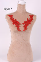 A mannequin with red embroidered flowers on the bust area, labeled as "Style 1".