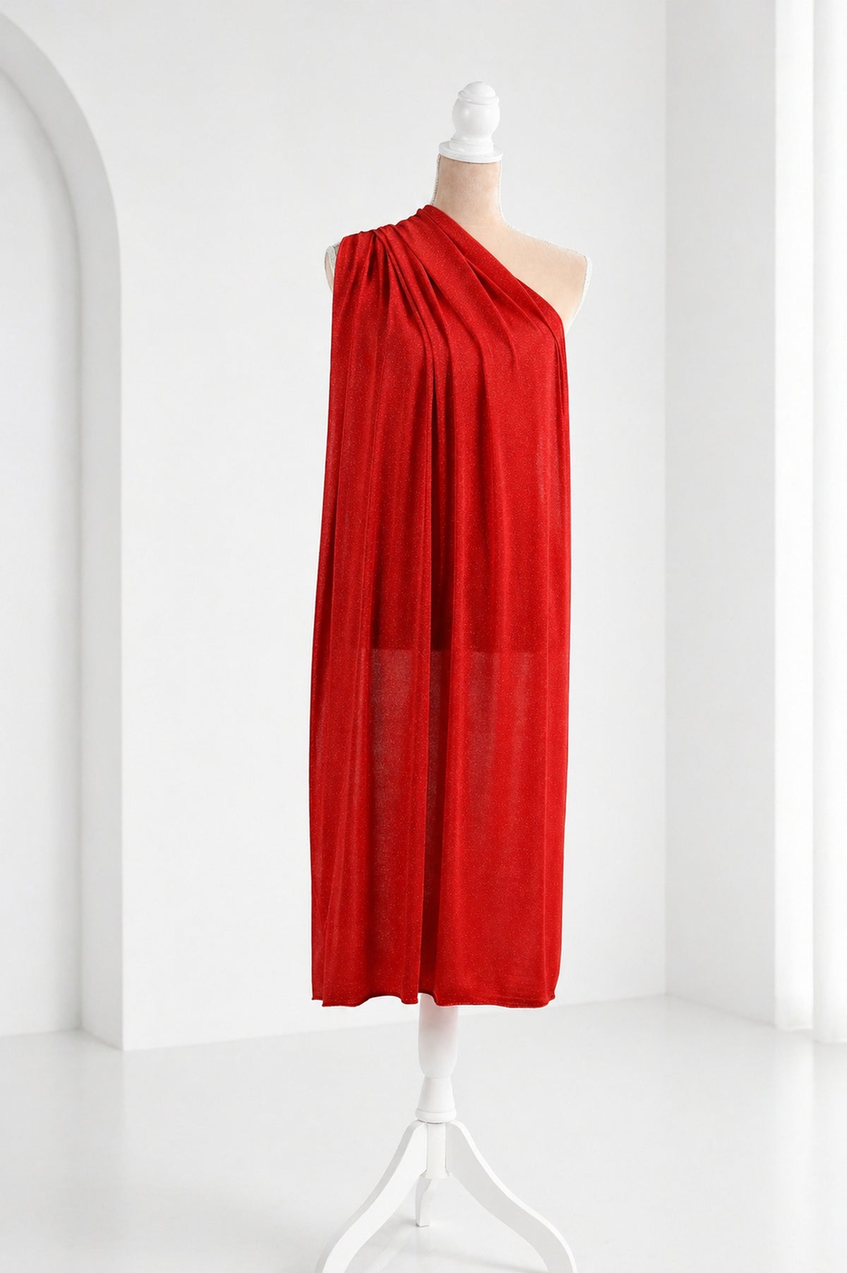 Red-Burgundy Glitter Knit Fabric, 4-Way Stretch Dancewear Costume Fashion