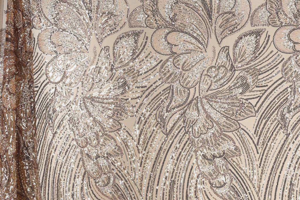 a close-up view of a fabric with a floral pattern, showcasing intricate details and textures.