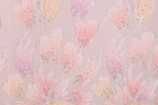 a pattern of pink and white hearts with glitter on a light pink background.