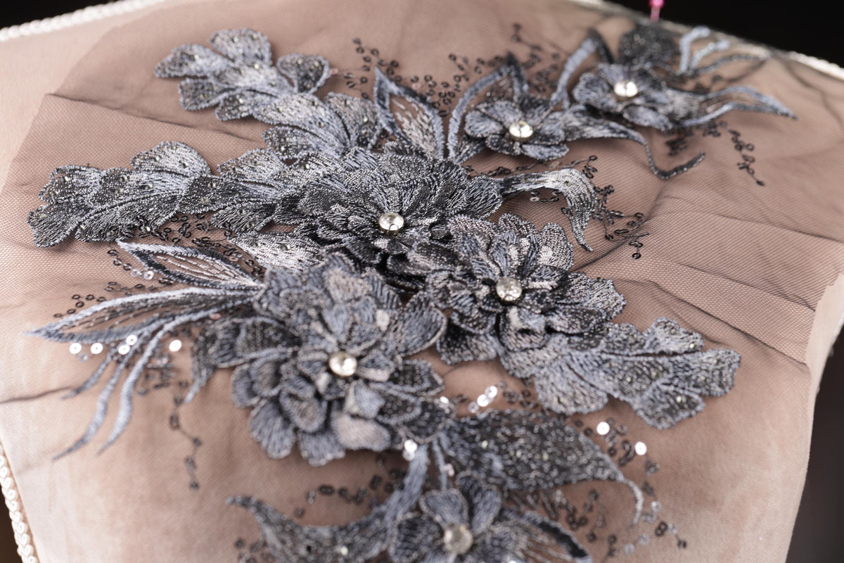 a close up of a piece of cloth with flowers on it