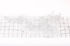 a close-up view of a white lace fabric with a grid pattern on a white background.