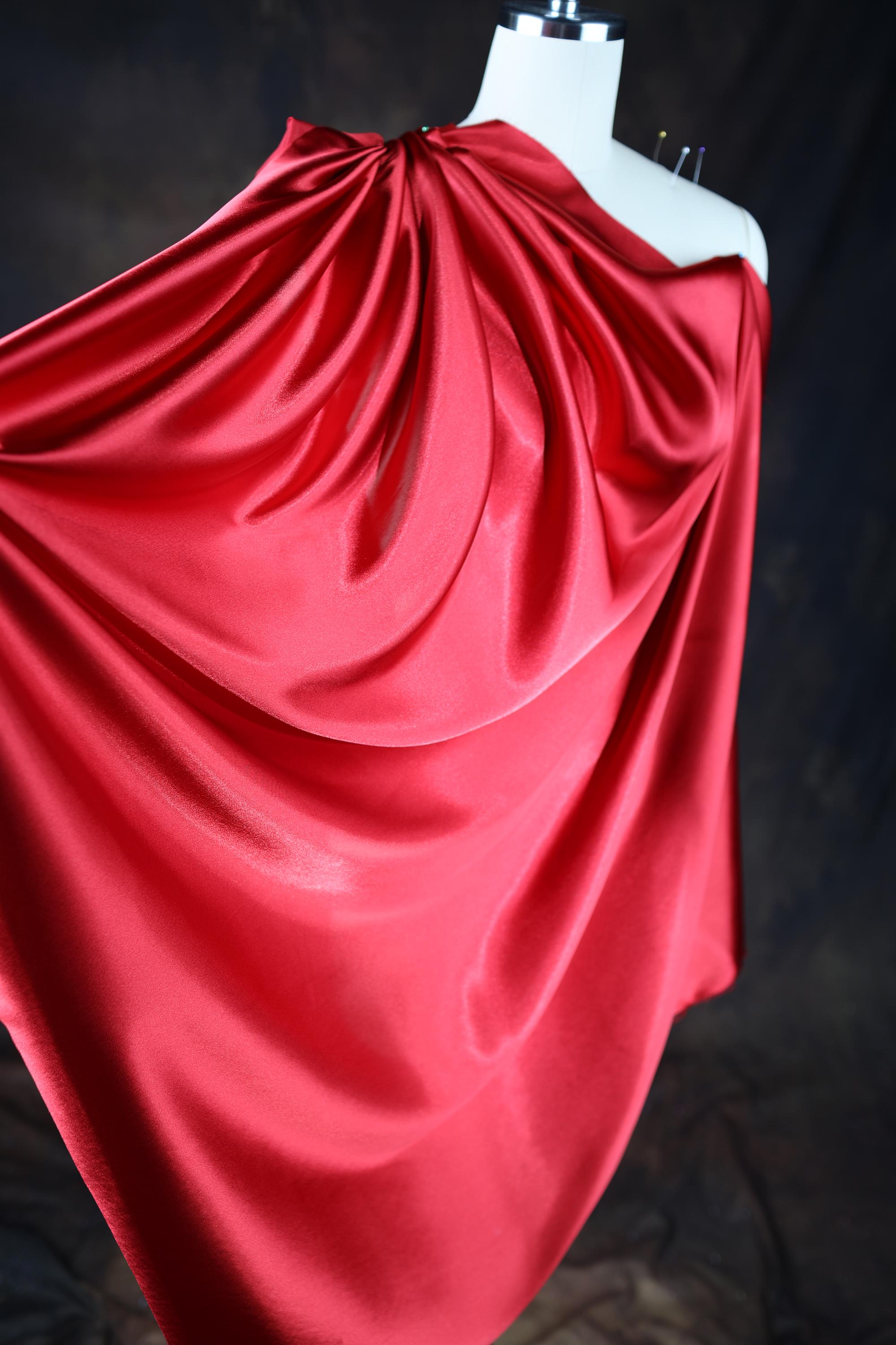 Red Charmeuse Satin Fabric: Bridal, Gown & Costume Fabric by Yard