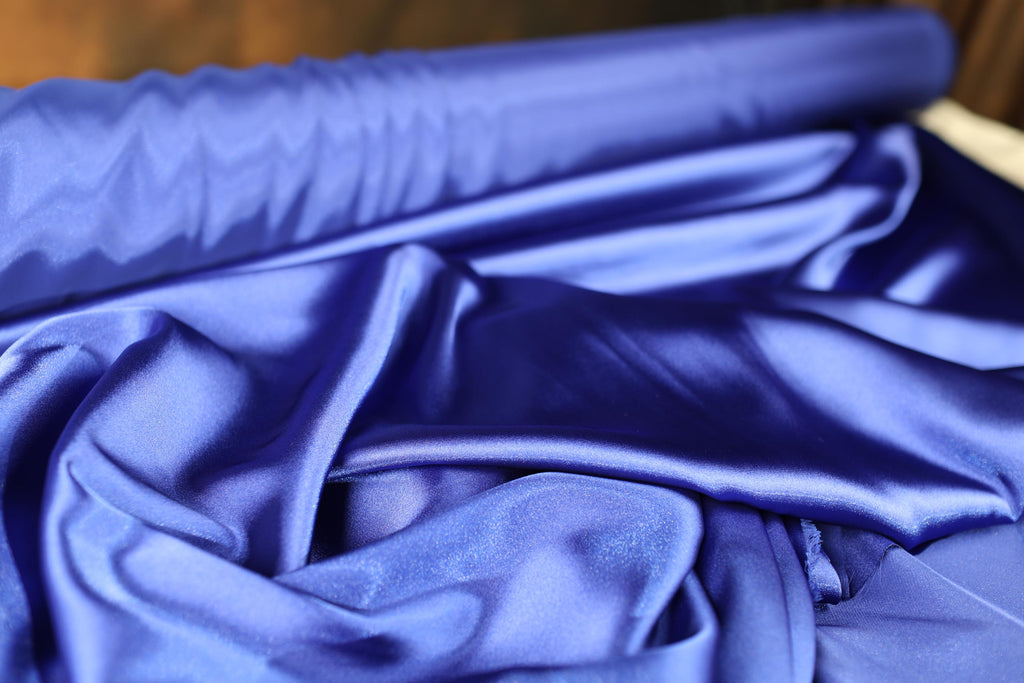 a close up of a blue cloth on a table