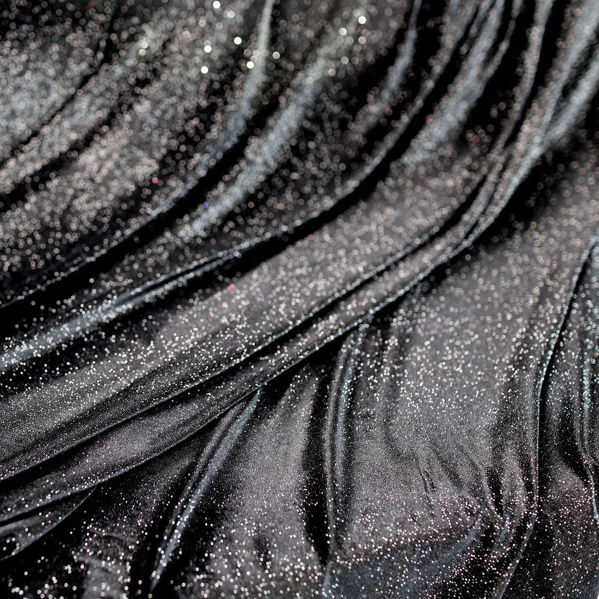 Black Glitter Velvet Fabric by the Yard, Stretch Velvet for Costumes, Eveningwear and Stage Apparel