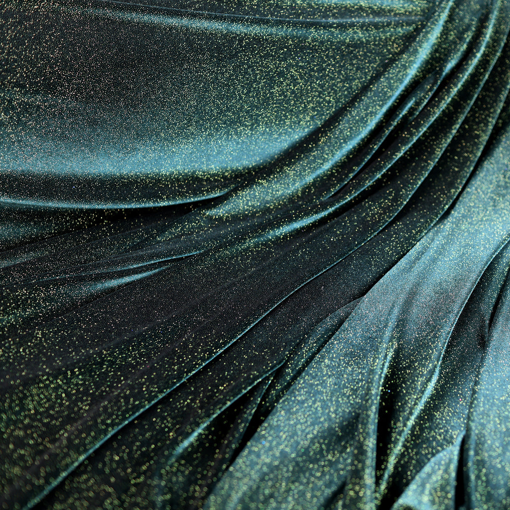 Glitter Velvet Stretch Fabric by Yard, 4-Way Stretch for Dance Costumes Eveningwear