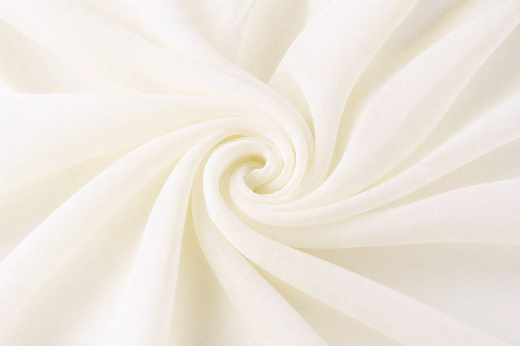 White Ivory Chiffon Fabric – Sheer Bridal Material for Dresses, Veils & Decor