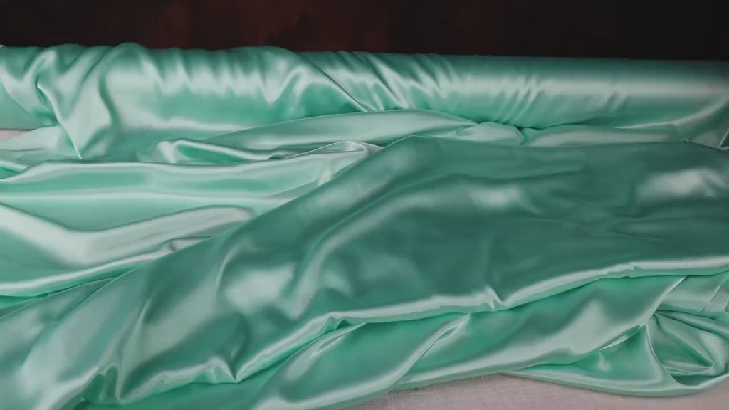 Mint Charmeuse Satin Fabric: 100% Polyester, 58/60" Wide, Bridal & Costume