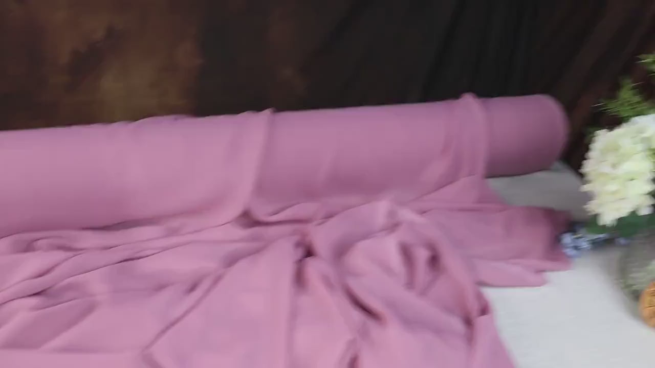 Mauve Polyester Chiffon Fabric: Soft Matte Drape, By The Yard