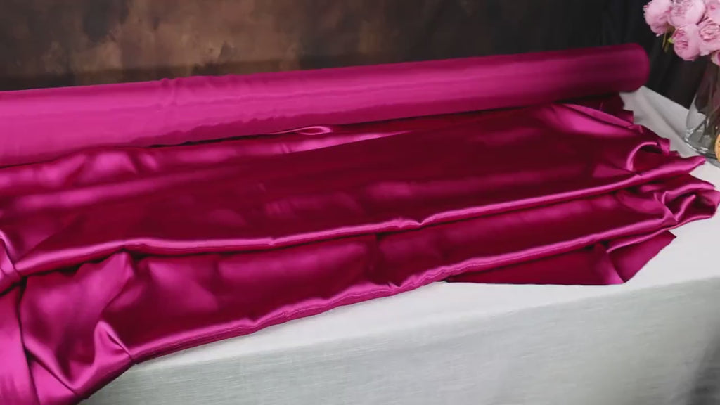Magenta Charmeuse Satin Fabric: Bridal Gowns, Costumes, Draping - 58/60" Wide