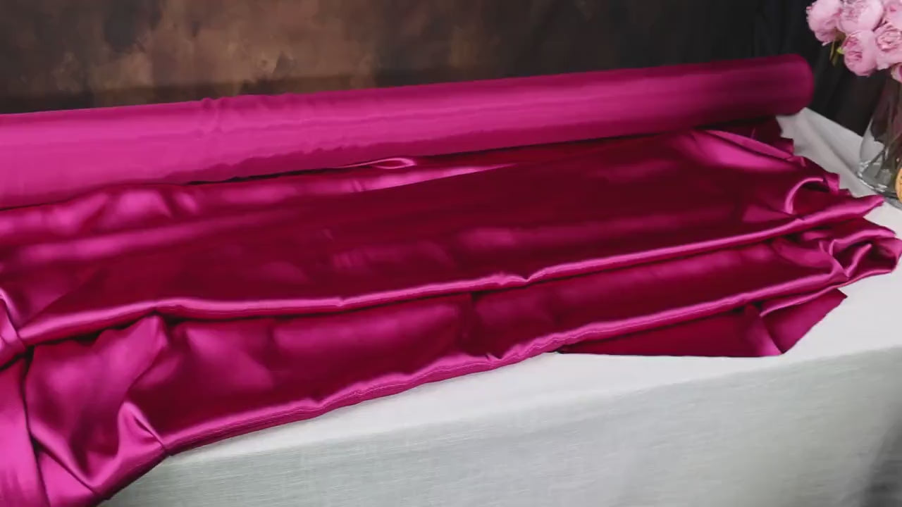 Magenta Charmeuse Satin Fabric: Bridal Gowns, Costumes, Draping - 58/60" Wide