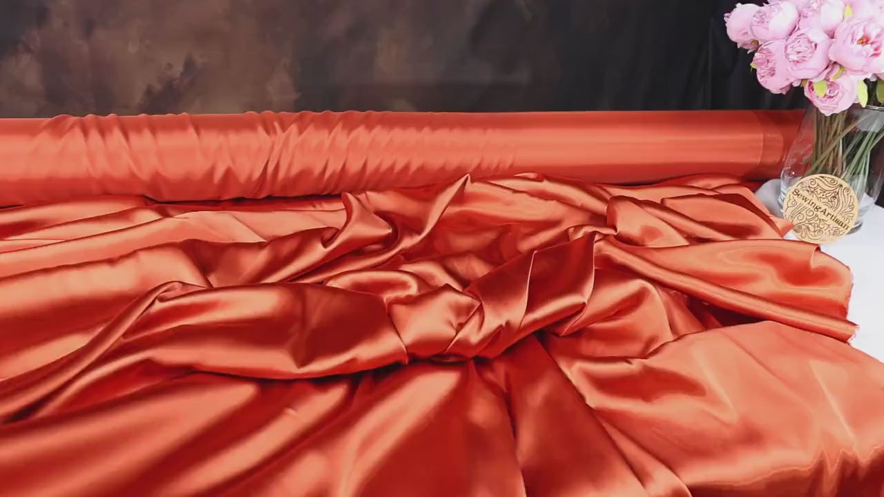 Rust Orange Charmeuse Satin Fabric: Bridal, Costume, & Draping - By The Yard