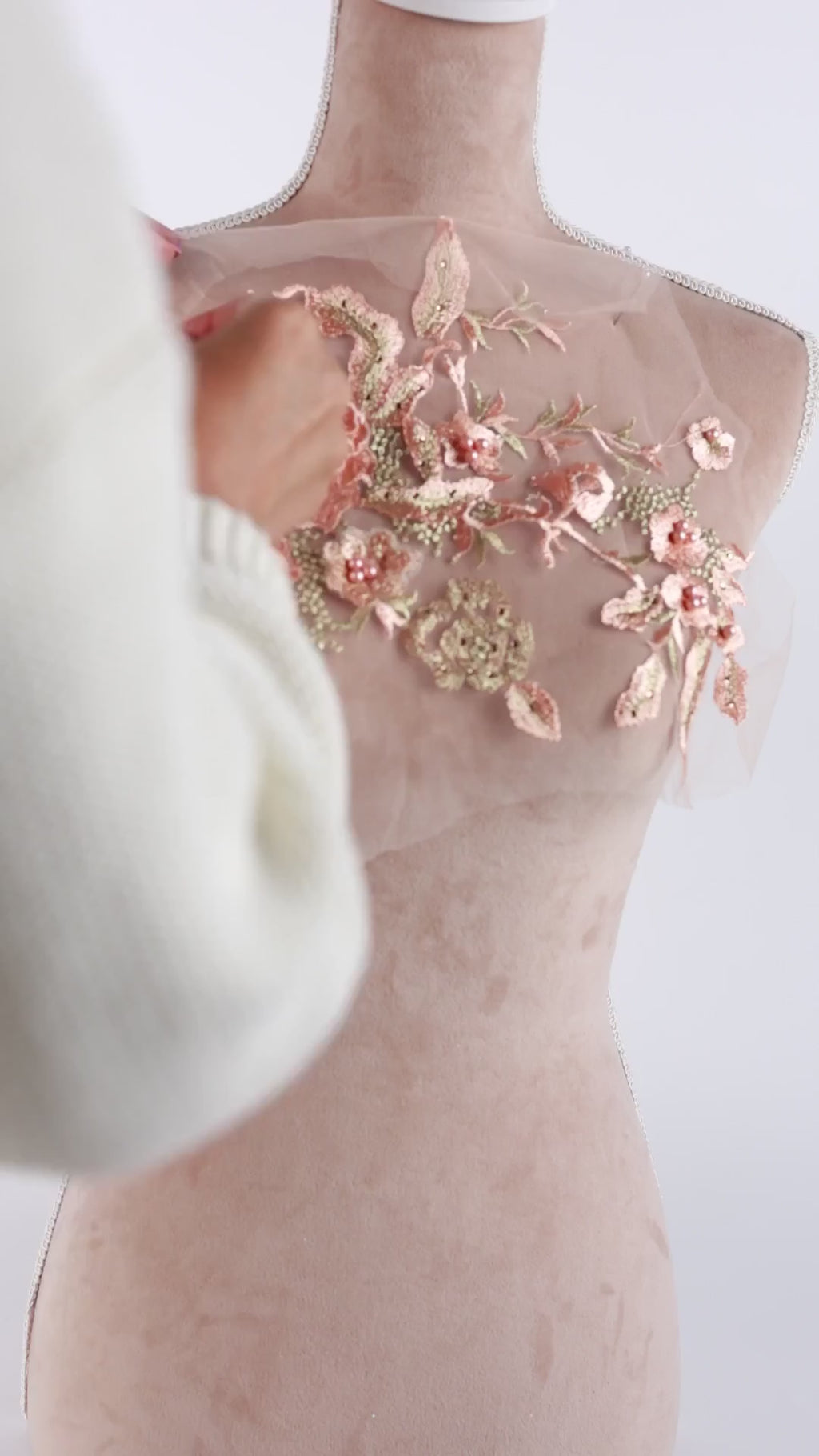 Blush Pink 3D Floral Appliques, Beaded & Sequin Lace – 4 Styles