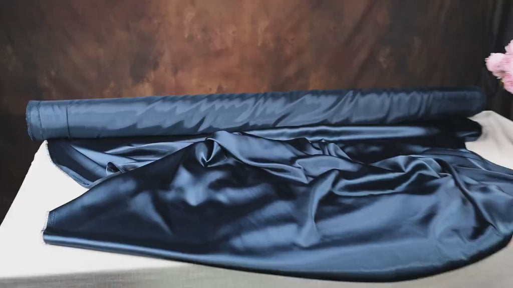 Navy Blue Charmeuse Satin Fabric: Bridal, Prom & Costume - By The Yard