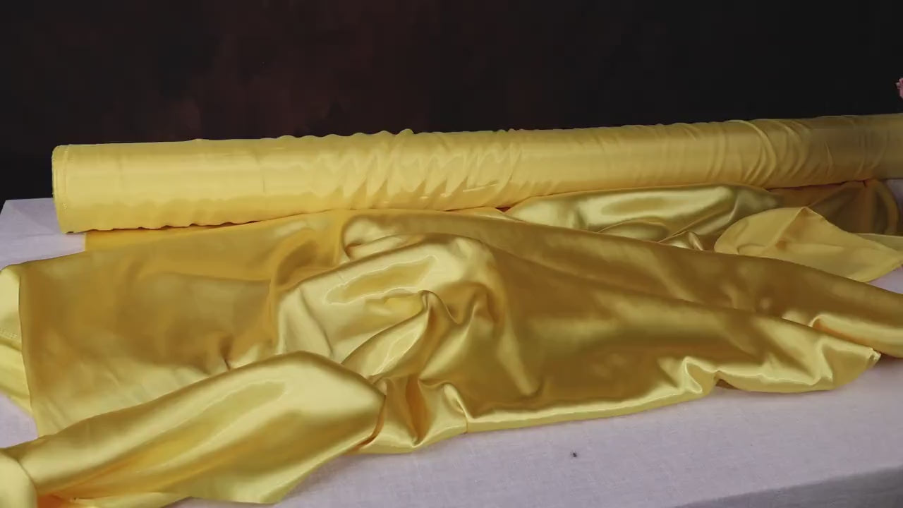 Bright Yellow Charmeuse Satin Fabric: 100% Polyester, 60" Wide, By The Yard