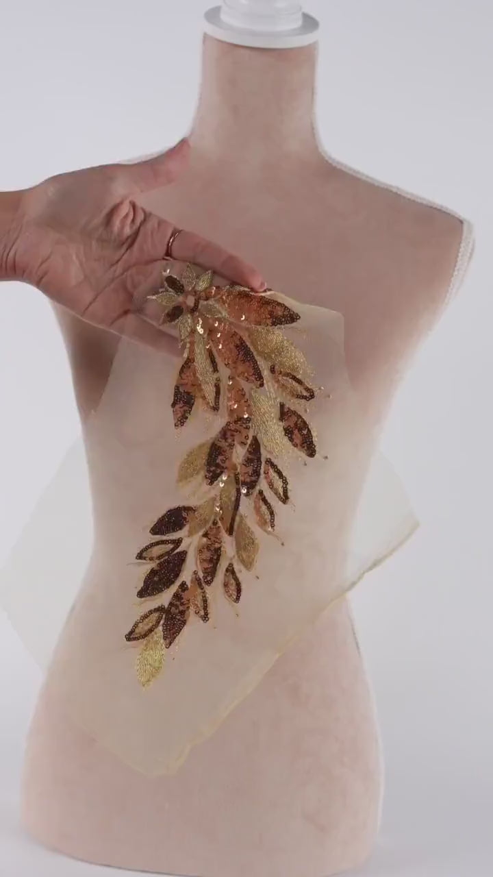 Gold Floral Lace Appliques, Warm Yellow Gold to Shimmering Light Gold – 5 Styles
