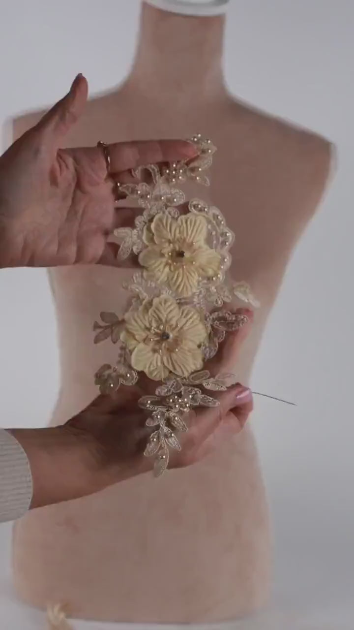 Apricot Beige 3D Floral Lace Appliques, Soft Statement Designs – 5 Styles