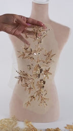 Deep Gold Lace Applique Pairs, Beaded & 3D Floral Embroidery – 5 Styles