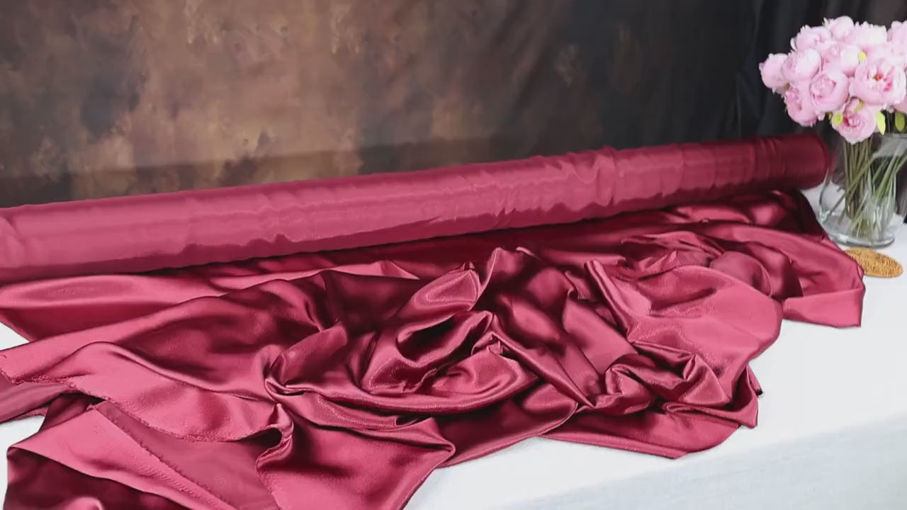 Burgundy Charmeuse Satin Fabric: Bridal, Prom & Costume Fabric by Yard