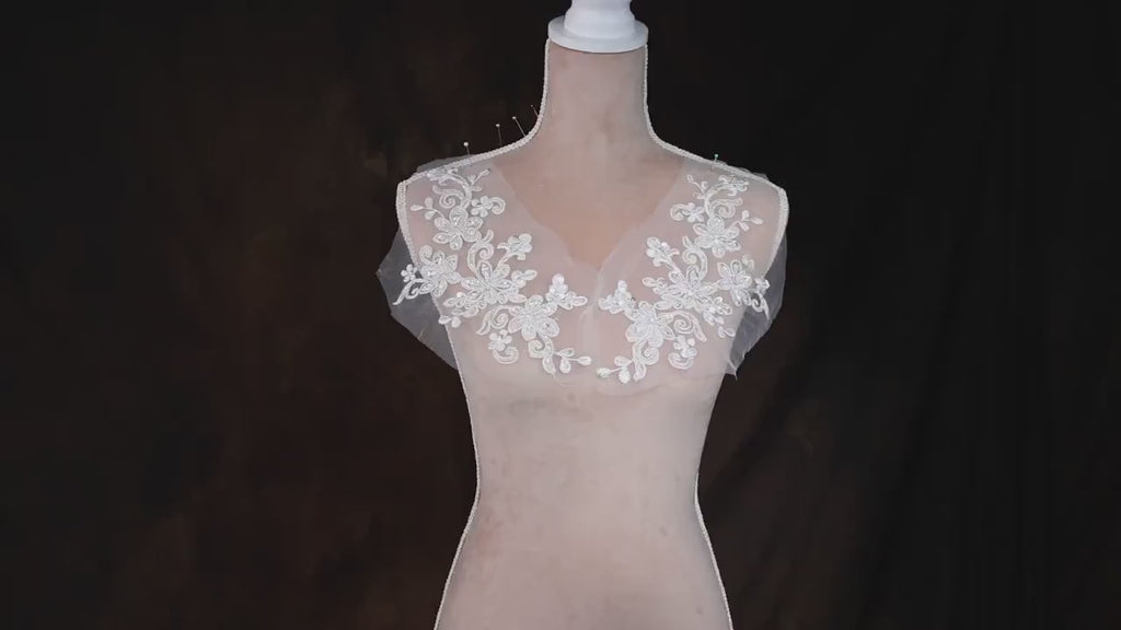 Frosted Ivory Lace Appliques, Shimmering 3D Bridal Motifs – 6 Styles