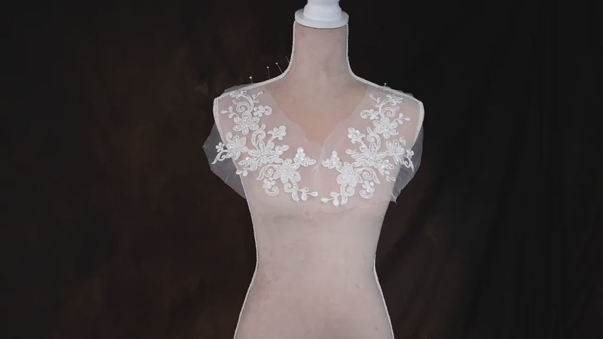 Frosted Ivory Lace Appliques, Shimmering 3D Bridal Motifs – 6 Styles