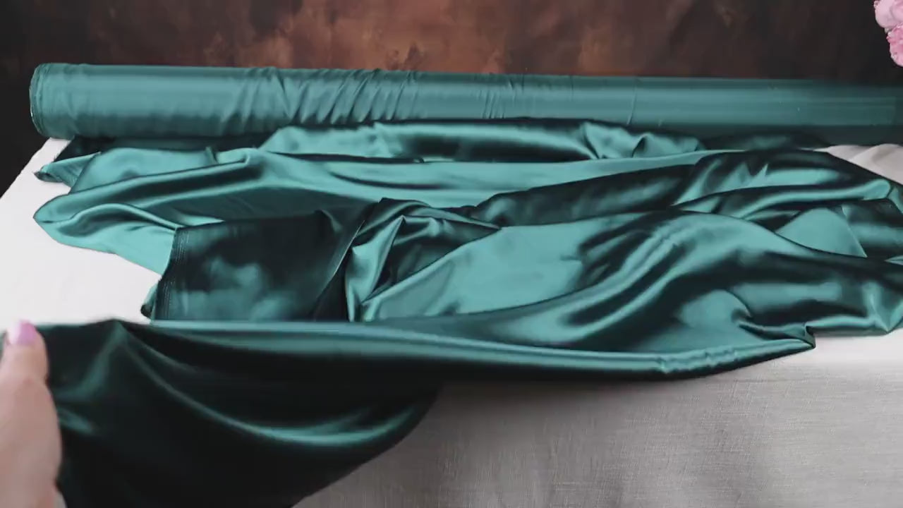 Hunter Green Charmeuse Satin Fabric: Bridal, Costume, & Event Decor