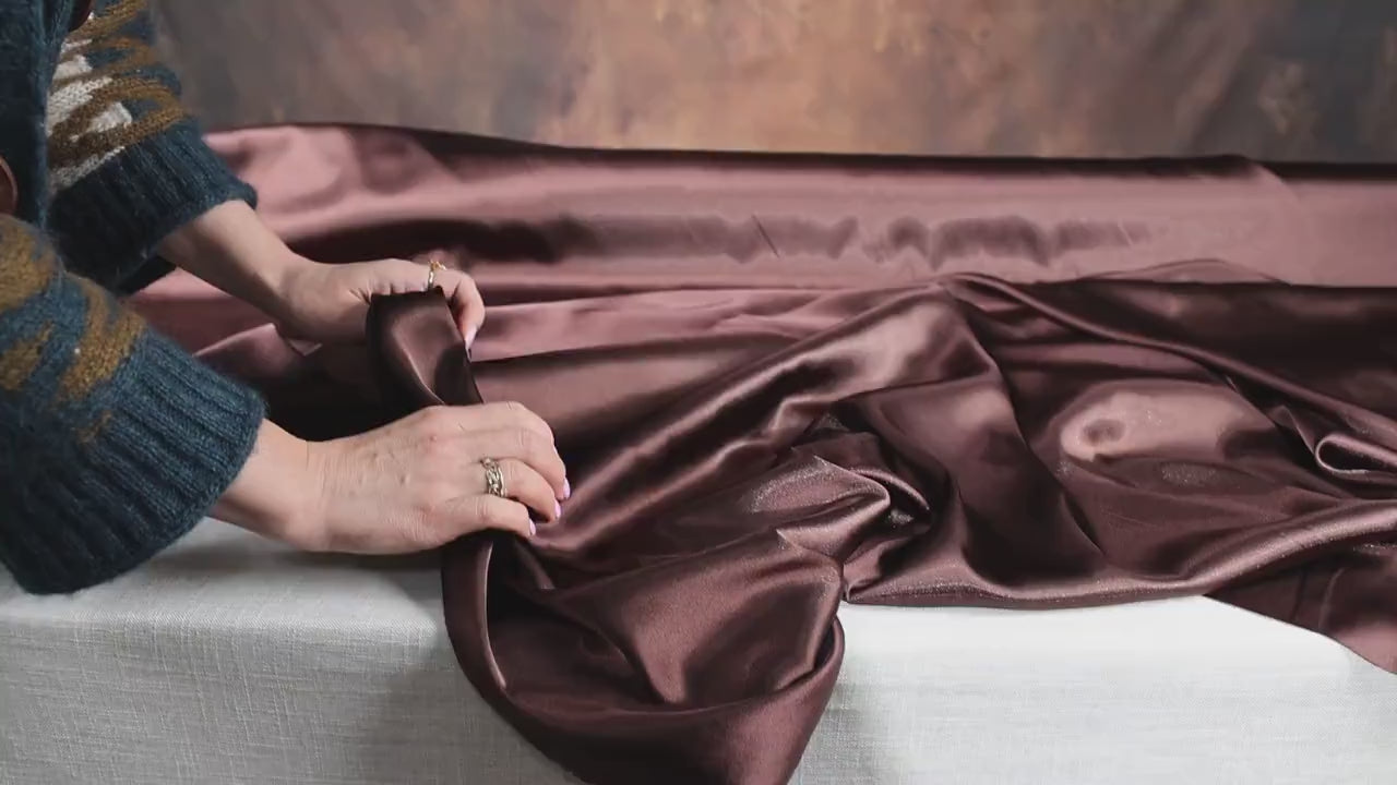 Brown Charmeuse Satin Fabric by Yard: Bridal, Prom & Event Decor