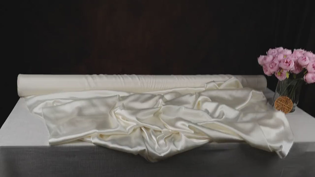 Ivory Charmeuse Satin Fabric: Bridal Gown, Prom Dress, Costume Fabric - 58/60" Wide