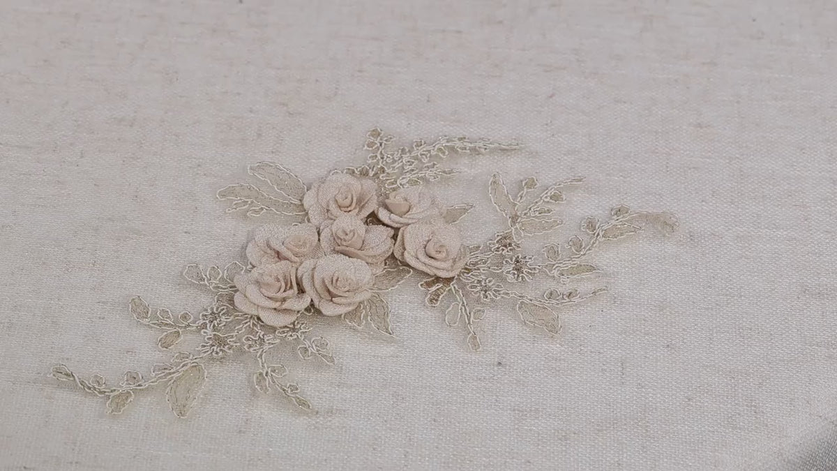 Champagne & Beige 3D Flower Appliques for Bridal and Evening Dresses
