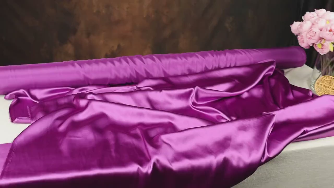 Dark Lavender Charmeuse Satin Fabric: Soft Polyester Material by the Yard