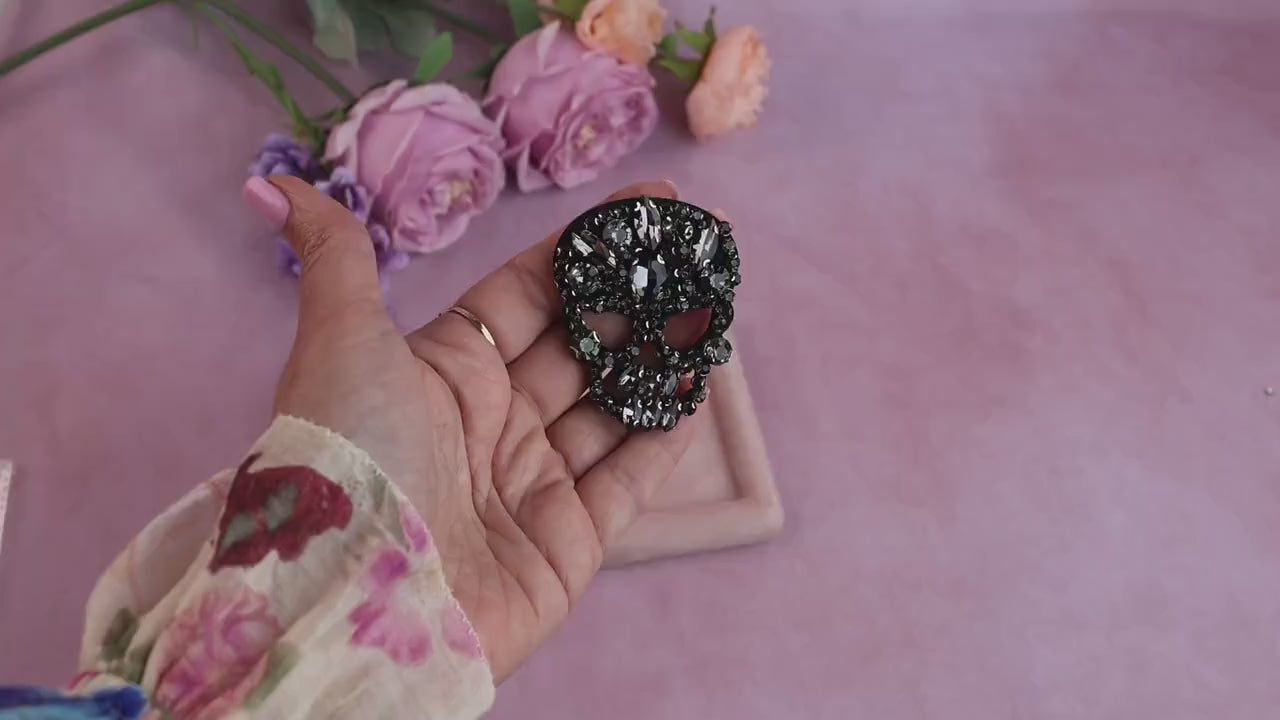 Rhinestone Skull Patches, Sparkly Sew-On Appliques for Jackets, Bags & Shoes