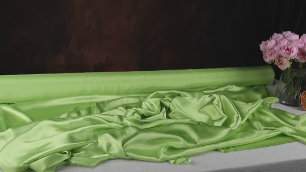 Light Lime Charmeuse Satin Fabric: Bridal, Costume, & Draping - By The Yard