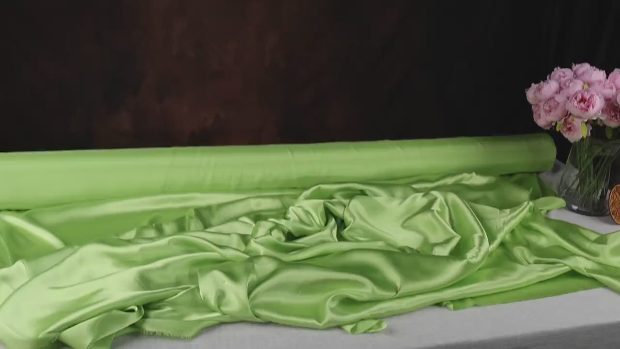 Light Lime Charmeuse Satin Fabric: Bridal, Costume, & Draping - By The Yard