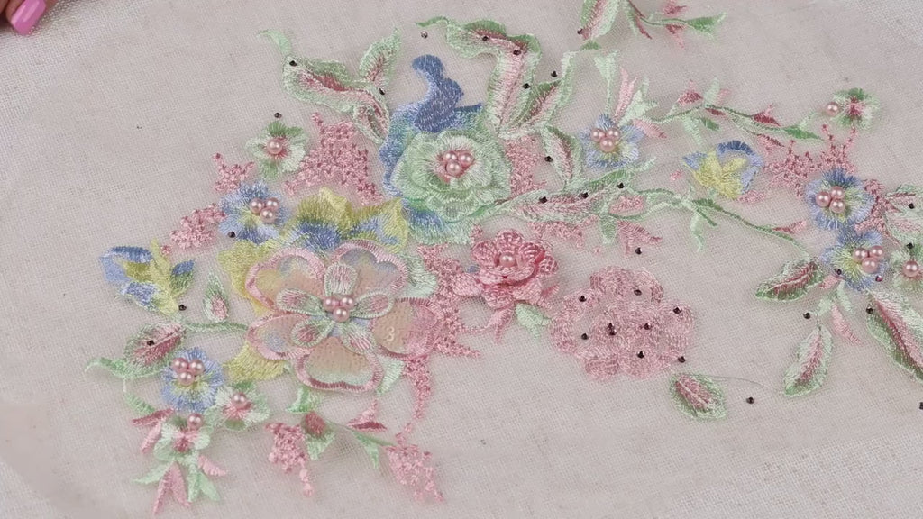 Fresh Green Floral Appliques, Multicolor 3D & Beaded Lace – 4 Styles