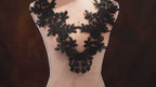 Black Matching Floral Lace Appliques, Narrow Mesh Embroidery Pairs for Dresses