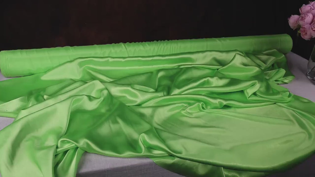 Lime Green Charmeuse Satin Fabric: Bridal, Prom & Costume - By The Yard