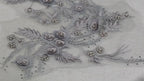 Dimensional Light Gray Floral Appliques, 3D Beaded & Jeweled Lace – 3 Styles