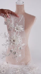 White 3D Floral Lace Appliques, Delicate Beaded Bridal Embroidery – 5 Styles