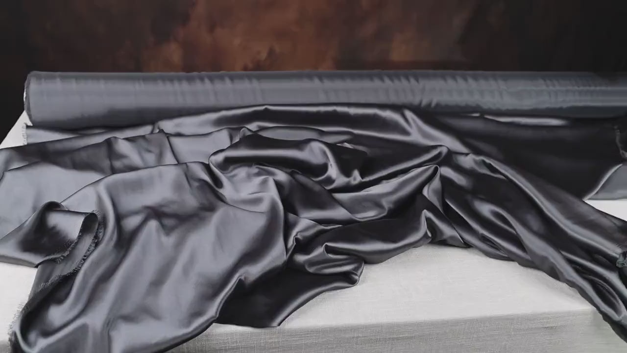 Dark Gray Charmeuse Satin Fabric: Bridal Gowns, Costumes, Draping - By The Yard