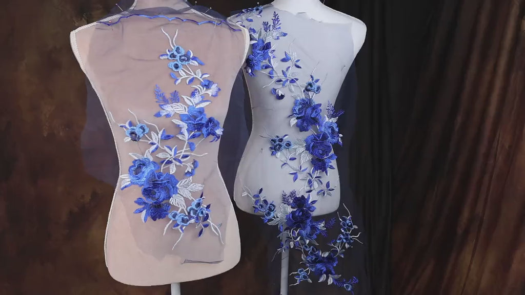 Blue Statement Lace Appliques, Sapphire to Dark Blue – 5 Styles