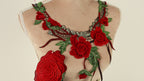 Red Flowers Water Soluble Lace Appliques, Floral Embroidery for Dresses & Costumes