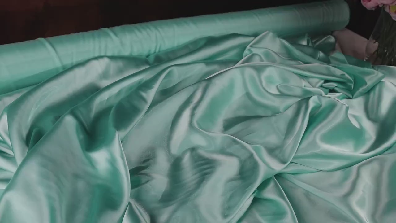 Mint Charmeuse Satin Fabric: Lush Bridal Gown & Costume Material