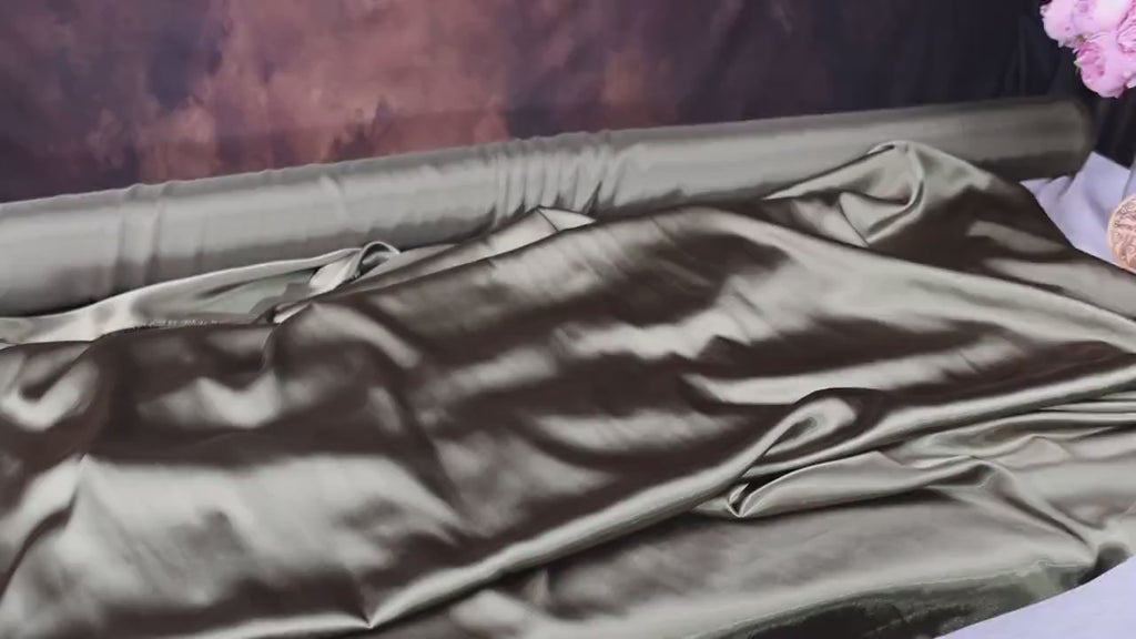 Olive Charmeuse Satin Fabric: 100% Polyester, Bridal & Costume Sewing - By The Yard