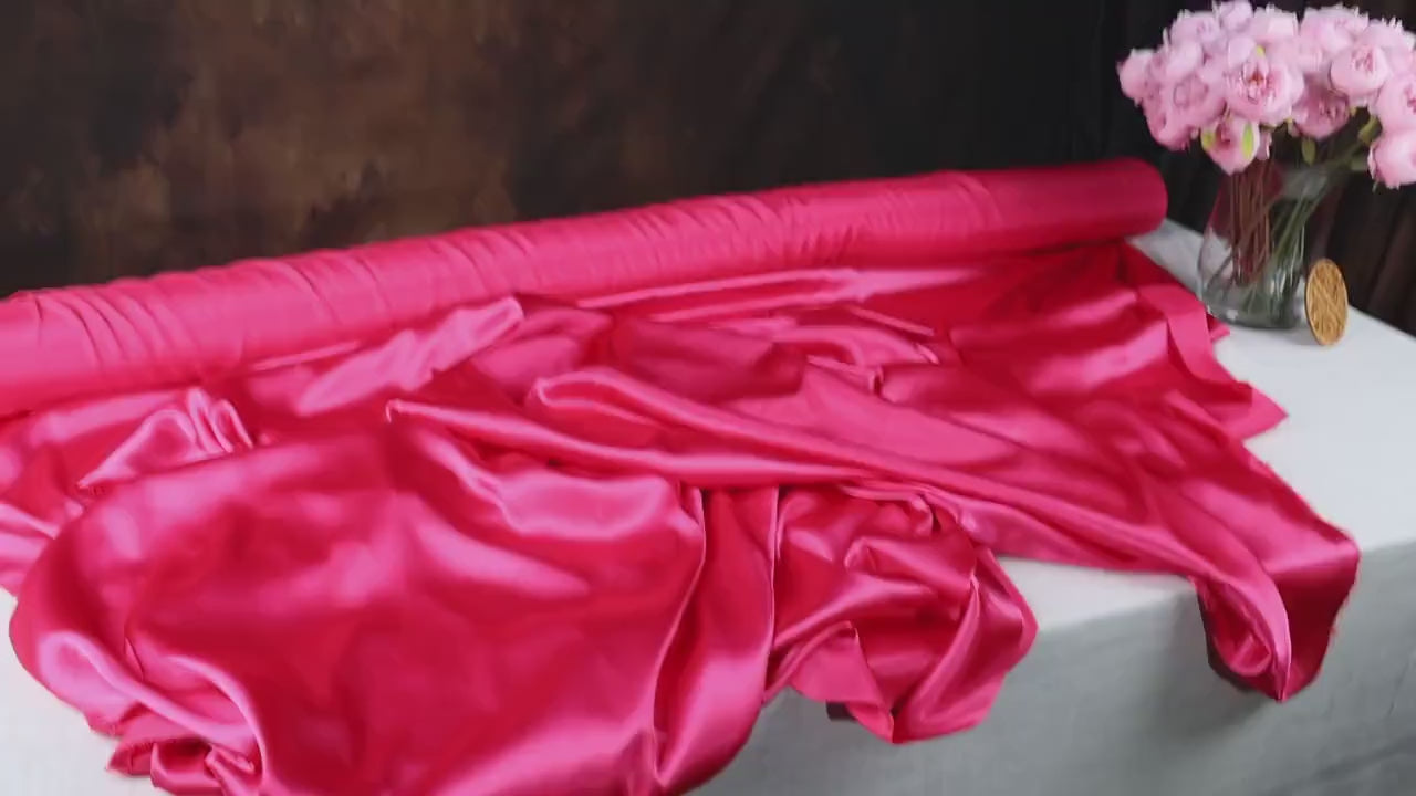 Hot Pink Charmeuse Satin Fabric: Bridal, Gowns, Costumes - By The Yard