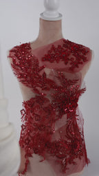 Red Botanical Lace Appliques, Floral Branches & 3D Flowers – 5 Styles