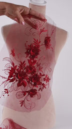 Vibrant Burgundy 3D Floral Lace Appliques, Rich Embroidered Flowers – 5 Styles