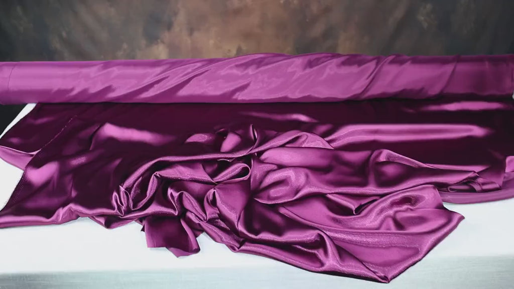 Plum Charmeuse Satin Fabric: Bridal Gowns, Costumes, Draping - 58/60" Wide