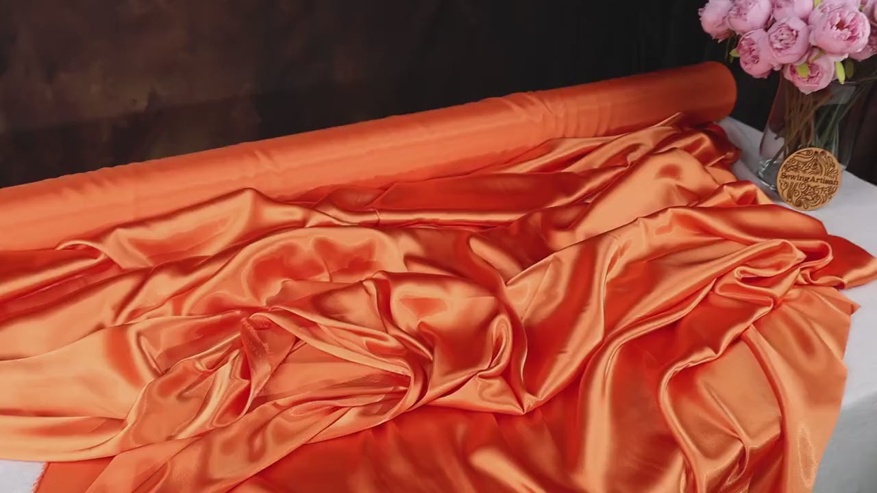 Dark Orange Charmeuse Satin Fabric: Bridal, Prom & Event Decor